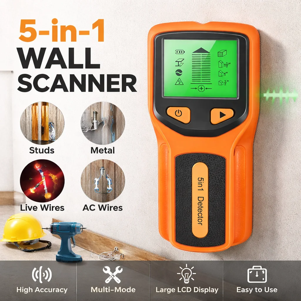 Water Leak Detector Wired - New 5-In-1 Wall Detector Handheld Stud