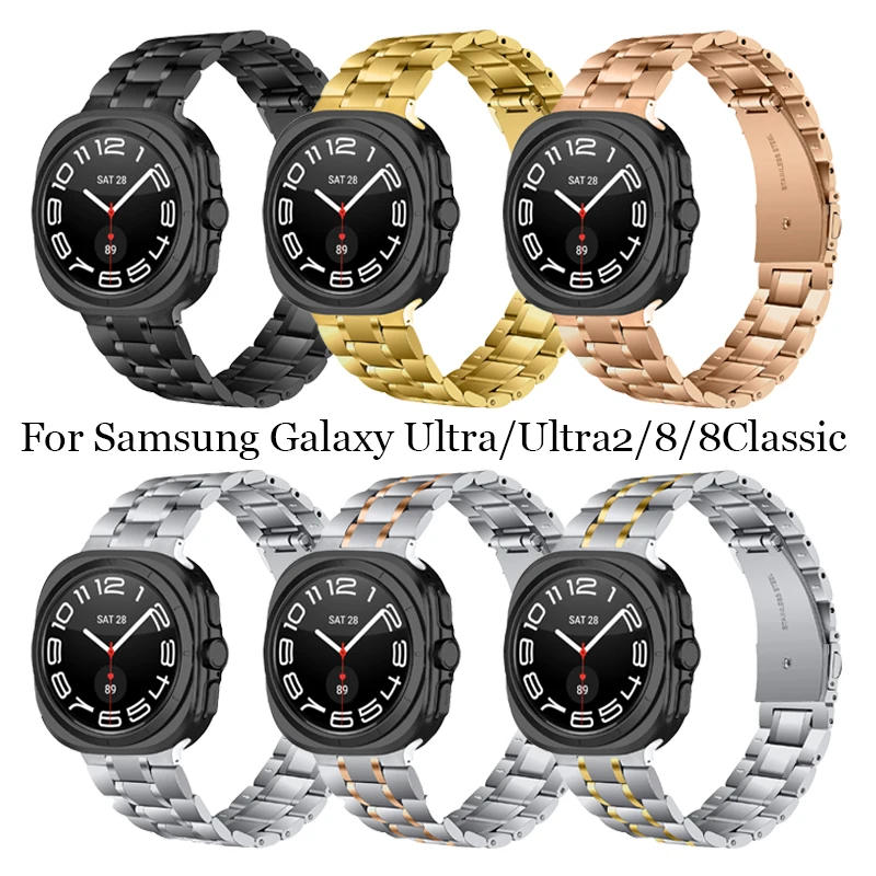 

Ремешок из нержавеющей стали для Samsung Galaxy Watch 7 Ultra, 47 мм, ремешок с пятью бусинами, ремешок для часов Galaxy Watch 8, 44 мм, 40 мм/8 Classic, 46 мм
