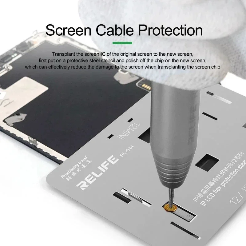 RELIFE RL-044 Screen Display IC Protection Template For iPhone 11/12/13/14/15 Pro Max Flex Cable IC Chip BGA Reablling Stencil