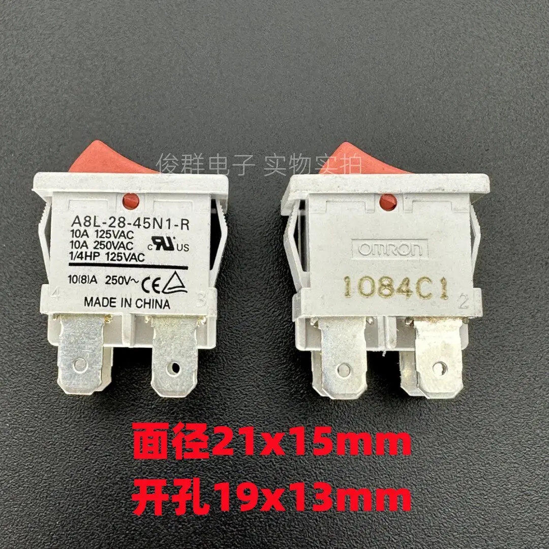 5pcs/ A8L-28-45N1-R high current rocker switch 4-pin 2-speed 10A250V rocker power supply