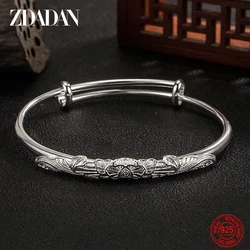 ZDADAN 925 Silver Adjustable Bracelet Bangle For Women Wedding Fashion Jewelry