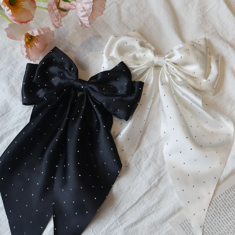 Woman Girls New Bowknot Streamer Hairpin Chiffon Ribbon Barrette Bow Back Head Spring Clip Headwear Fashion Hair Accessories