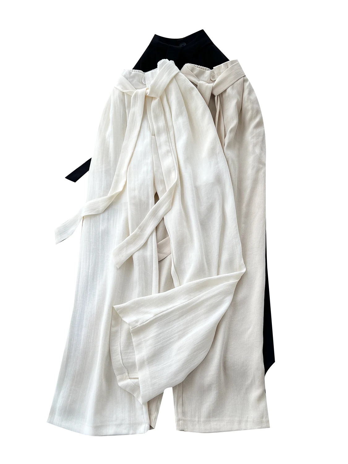 กางเกงขายาวทรงตรงเอวสูง ขากว้าง สไตล์ลำลองสำหรับผู้หญิง ใส่สบายช่วงฤดูร้อน ช่วยพรางสะโพก ทรงหลวม