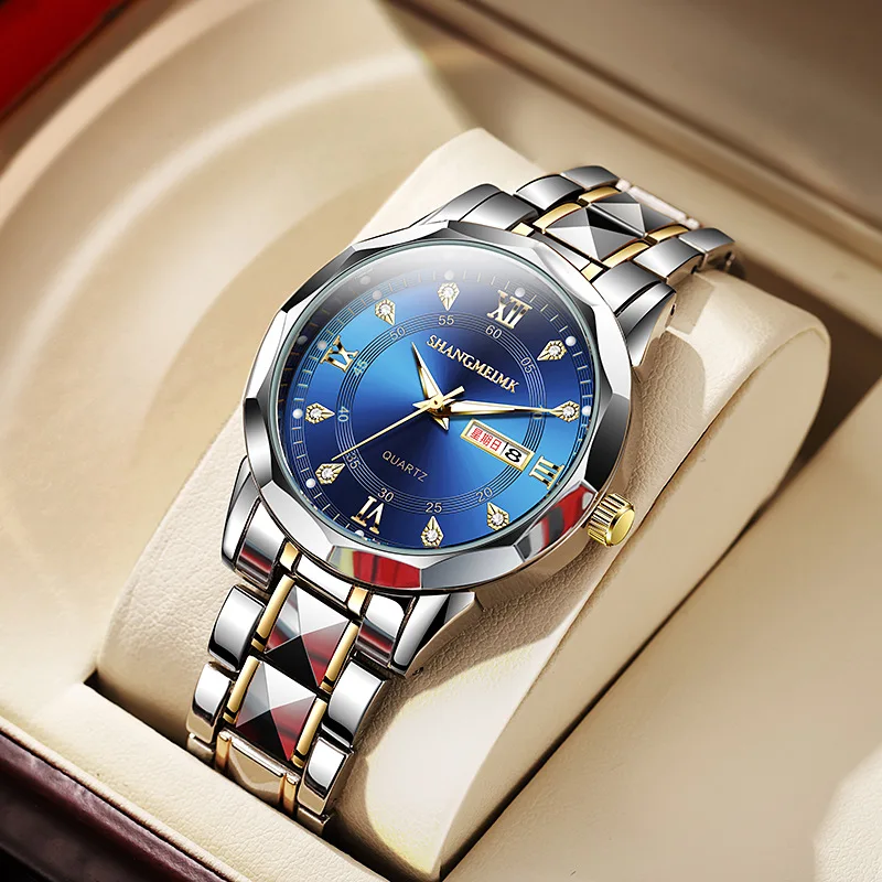 High-grade waterproof luminous new men\'s watch steel belt quartz watch live burst male wristwatch men watch