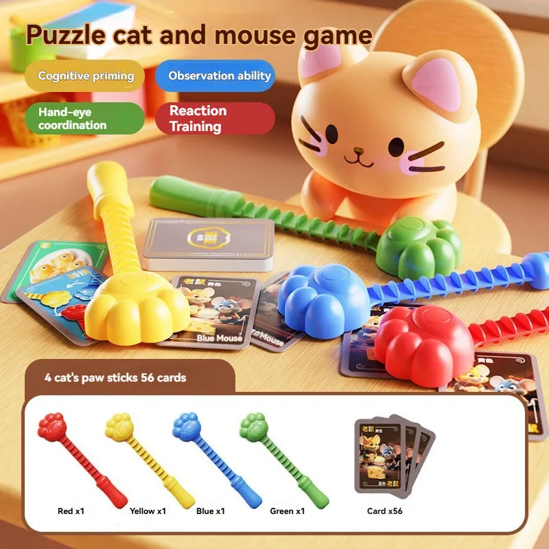 

Новый забавный кот и мышь, играющий в карты Таро, стратегическая игрушка, настольная креативная семья, интеракция родителей и детей, настольные игры, игрушки.