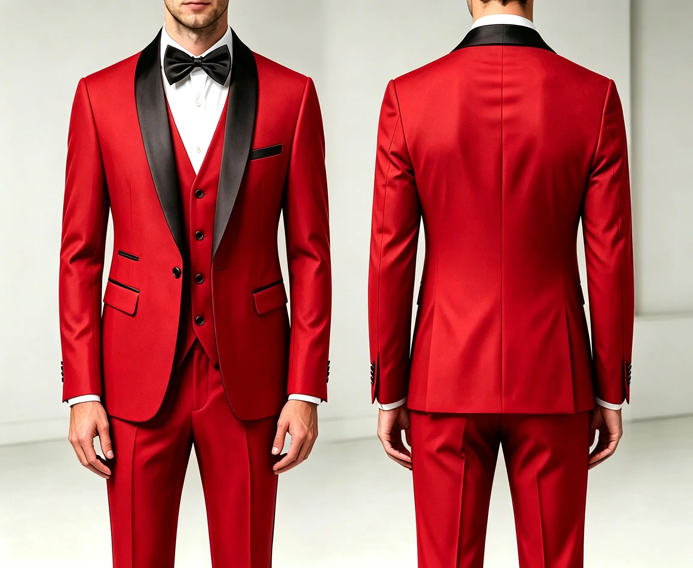 Traje de 3 Piezas para Hombre con Chaleco y Pantalones Largos, Corte Simple, Estilo Chal, para Bodas, Banquetes, Fiestas y Eventos de Negocios