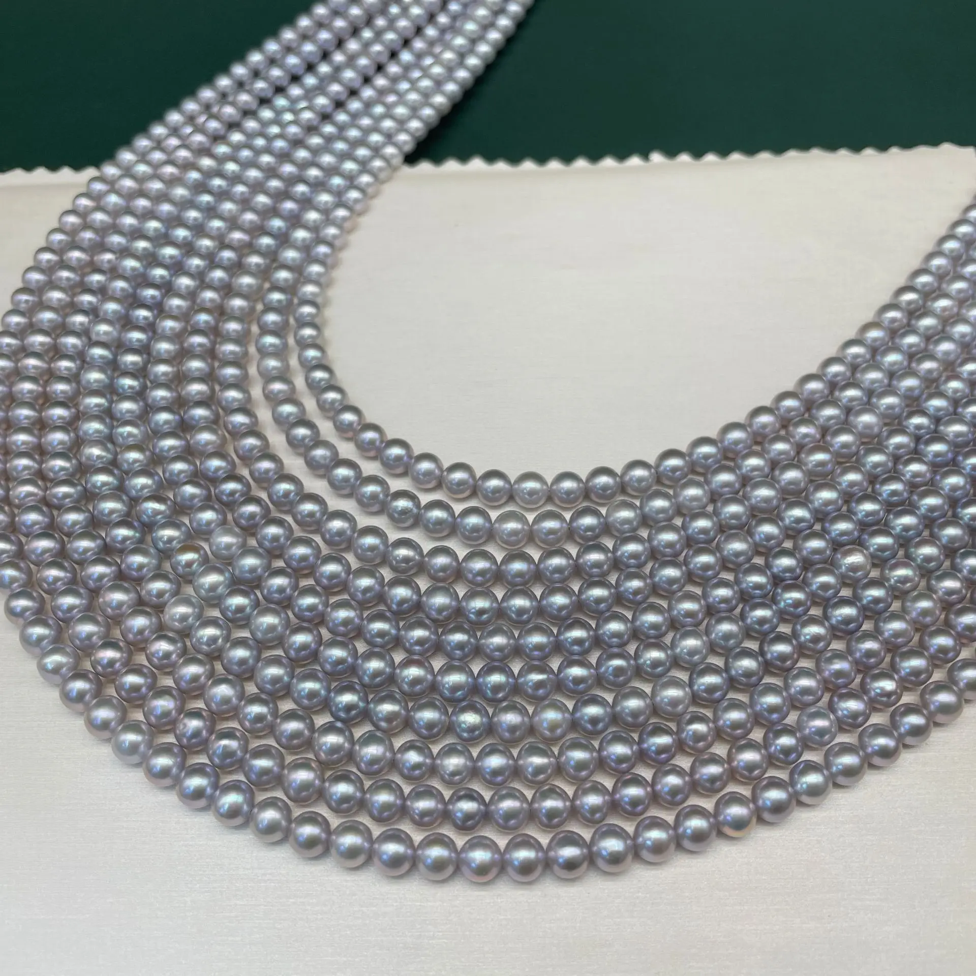 

5-6mm Silver Gray Freshwater Pearl Necklace, Near Round Slight Imperfections, 925 Silver Adjustable Tail Chain Choker Gift