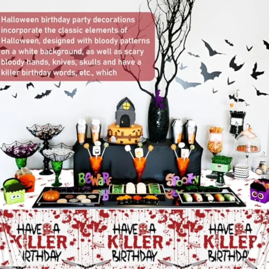 3 قطعة زينة حفلة عيد الهالوين عيد ميلاد مفارش المائدة لديها غطاء طاولة قاتل مستطيل من البلاستيك مخيف Bl