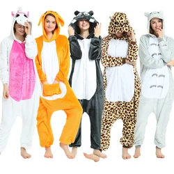 Piżama zwierzęca dla dorosłych kobiety mężczyźni para kreskówka komplet piżamy Halloween Sleepwear Kigurumi Cosplay kostium onepice