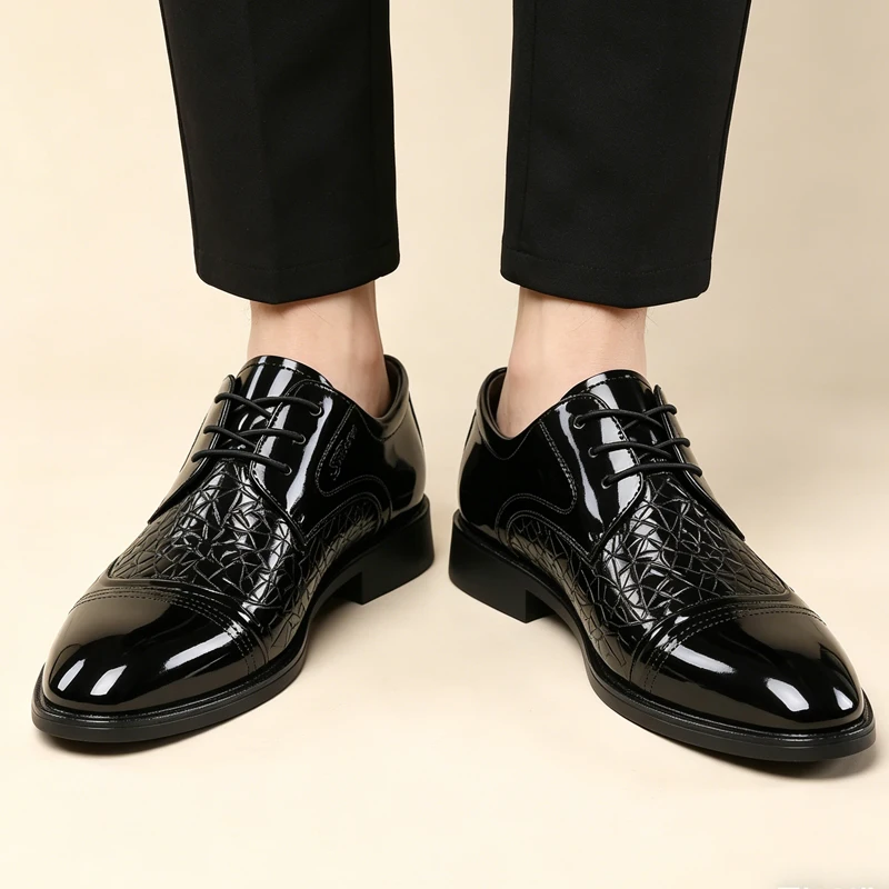 

Men's Leather Shoes, Comfortable Soft Sole Business Formal Commuter Derby Shoes, Breathable Anti-Slip Wedding Men's Shoes-HT189