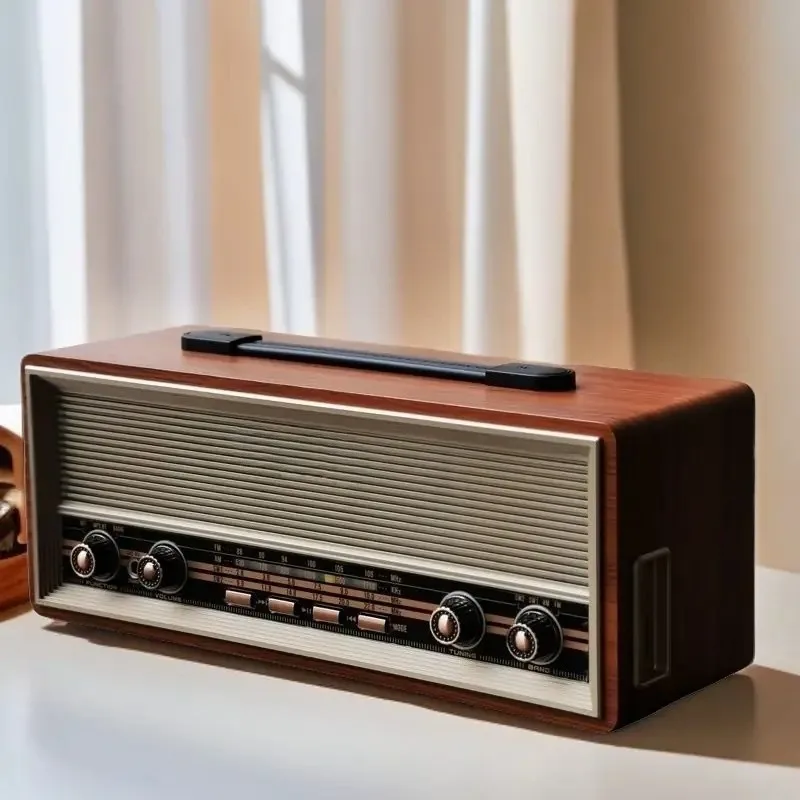 Retro Nostalgic Desktop Stereo Radio FM Medium Wave Shortwave Bluetooth Speaker Card Stereo