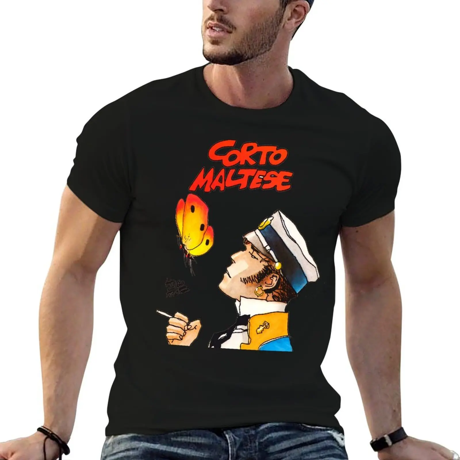 oversize custom print Butterfly - Maltese anime t Corto T-Shirt man tshirt t shirt shirts