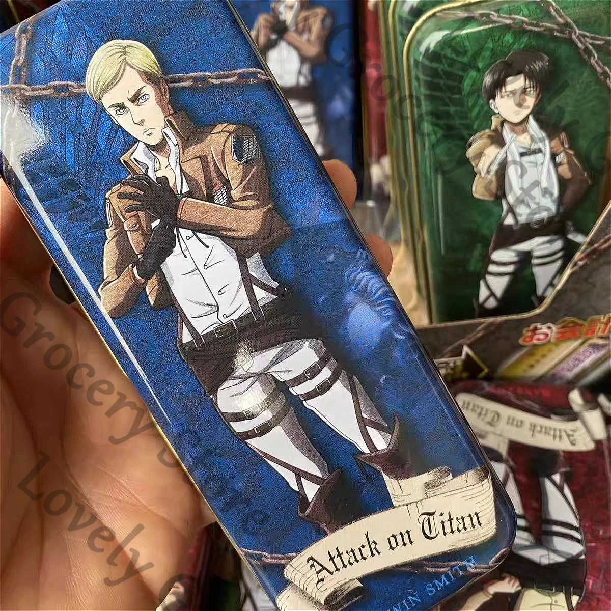 アニメ「進撃の巨人」エルウィン・スミス-コスプレ漫画学生用ブリキ製筆箱-ゲームギフト