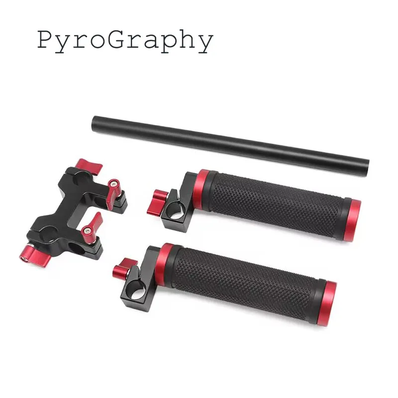 

PyroGraphy Shoulder Rig Handle Grip Kit with 15mm rod&Four-hole Rod Clamp for DSLR Camera Cage 15mm Rod Support System Baseplate