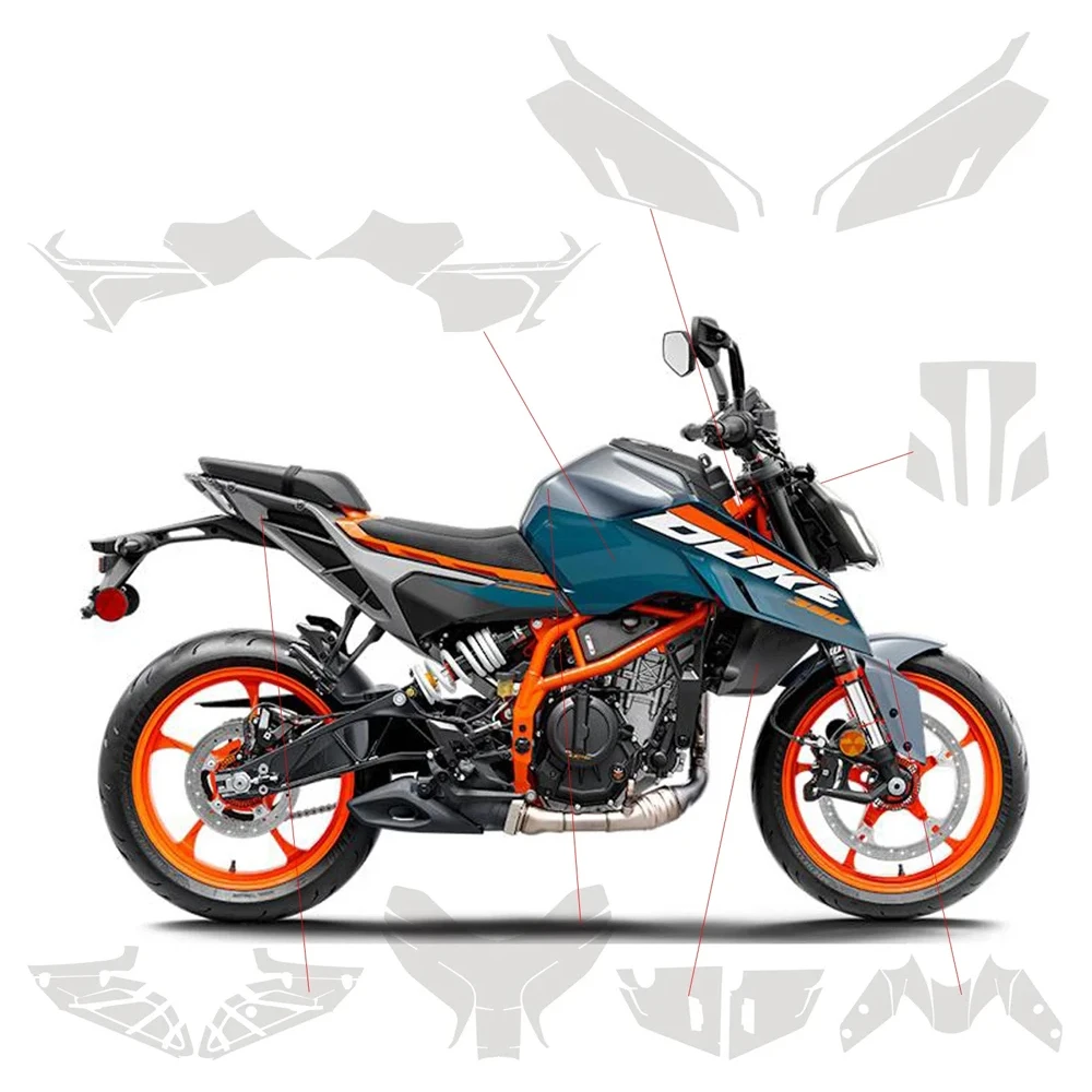 For 390 Duke PPF Motorcycle Complete Paint Protective Film For KTM390 DUKE Fairing Tank TPU Protection Kit Transparent Stickers