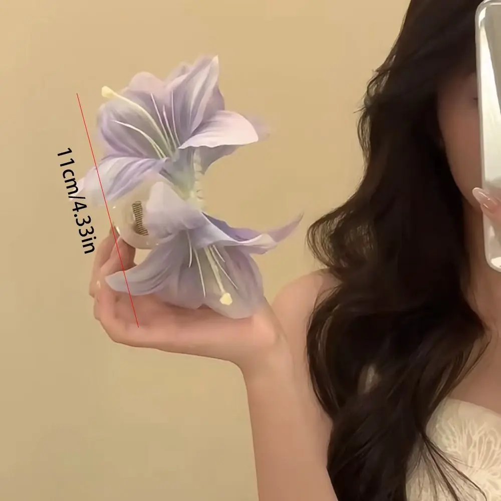 Bohemia Barrettes Lilium Flower Hair Claw Ponytail Clip Cute Hairpin Calla Hair Clip Grab Clip Headdress Big Hair Claw Female — zdjęcie 7