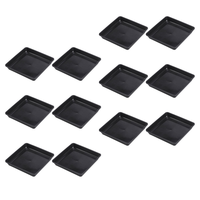 12pcs Square Flowerpot Trays Black 120 Plastic Plant Stand Drip Pads for Indoor Outdoor Use Prevent Water Soil Damage Easy