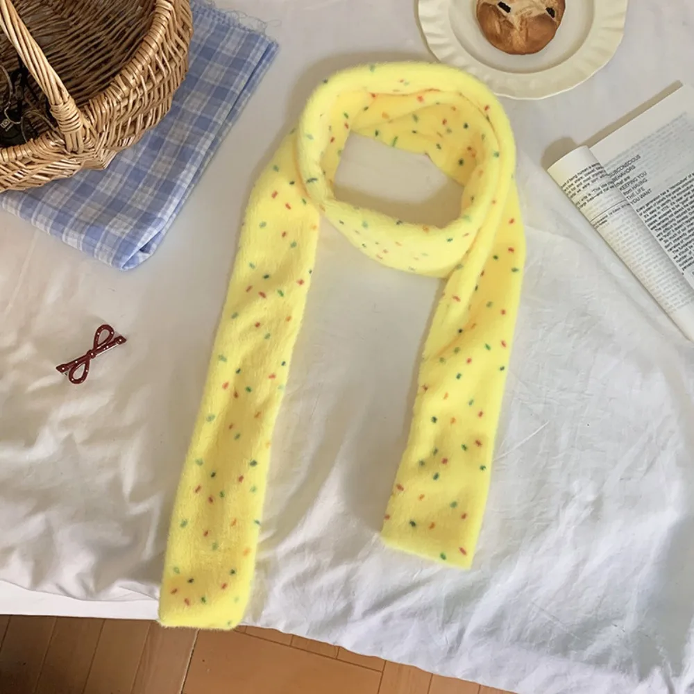 

Красочный шарф в горошек с дофамином, узкий кашемировый вязаный шарф в корейском стиле, утолщенный ветрозащитный зимний теплый шарф для шеи, осень-зима