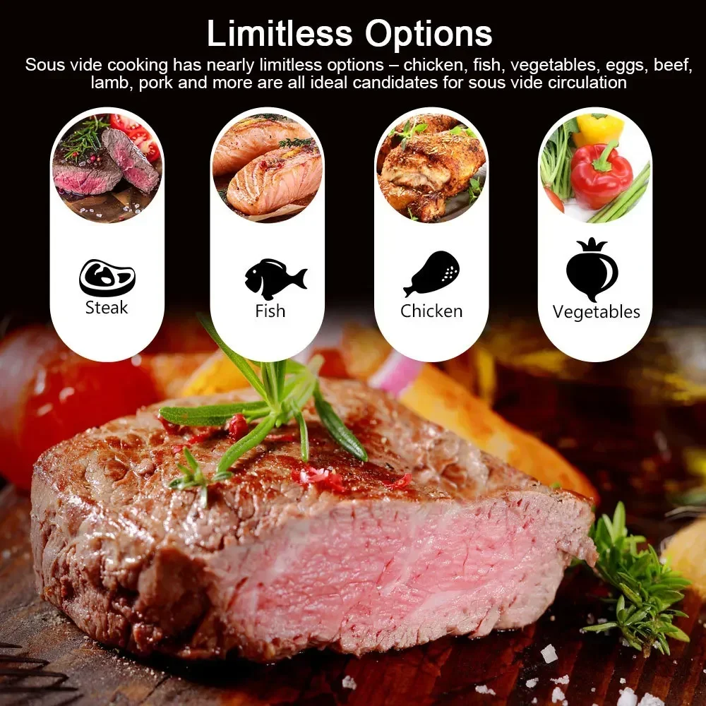 Waterproof Smart Slow Cooker 1100W Vacuum Sous Vide Cooker Digital Display Immersion Circulator Accurate slow Cooking Machine