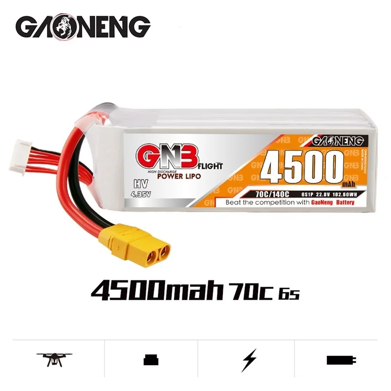 HV MAX 140C GNB 22.8V 4500mAh Lipo Battery For FPV Drone RC Helicopter Car Boat Tank UAV Part With XT90S 6S 22.8V Battery