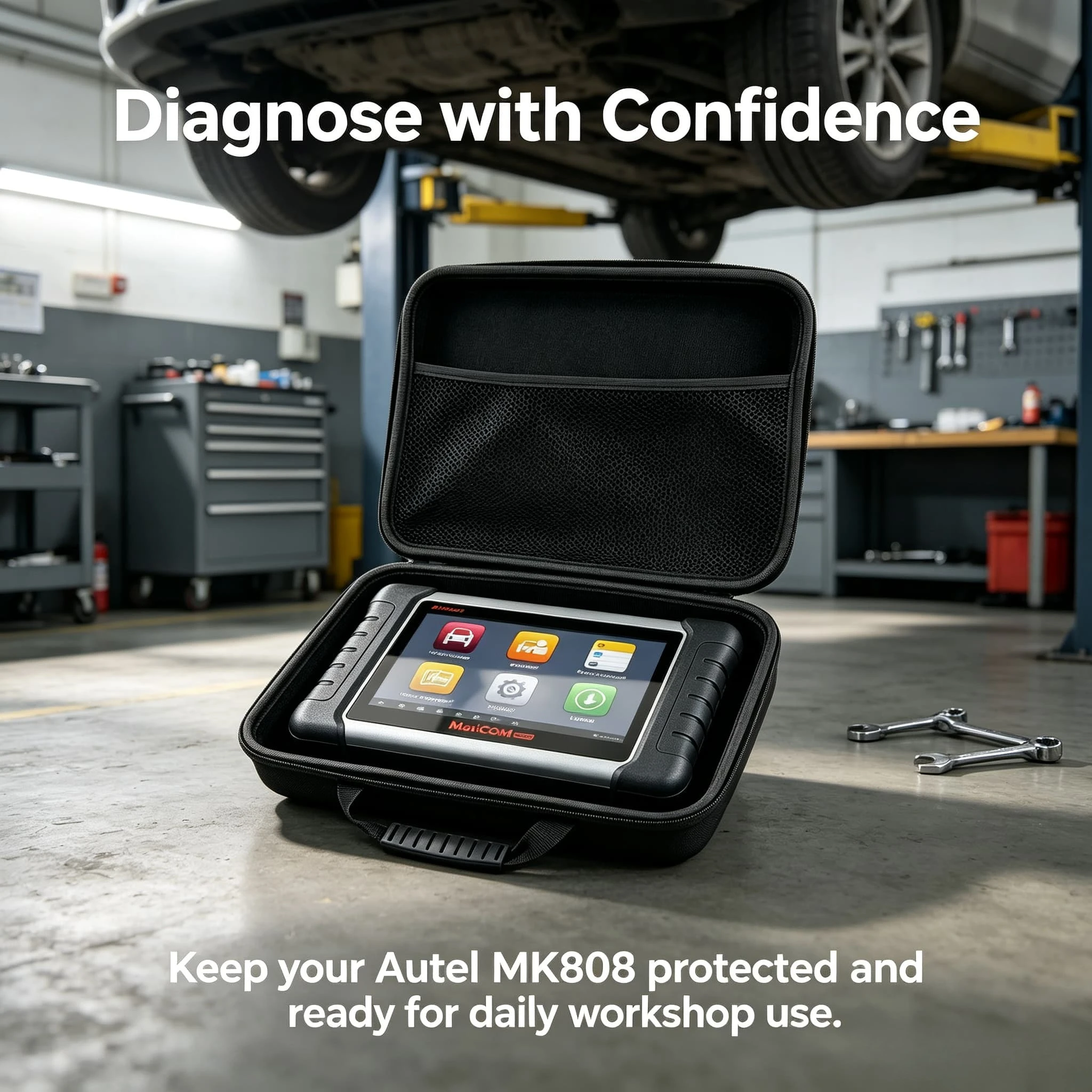 EVA Hard Storage Case for Autel MK808 OBD2 Scanner, Shockproof Portable Car Diagnostic Tool Protective Bag, Only Case