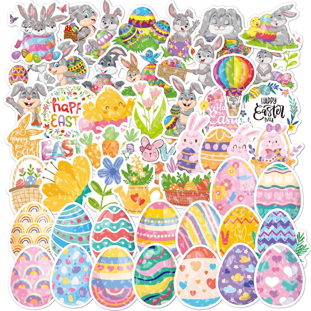 

10/30/50/100PCS Cute Cartoon Easter Egg Rabbit Holographic Laser Stickers Scrapbook Laptop Suitcase Phone Graffiti Sticker Decal