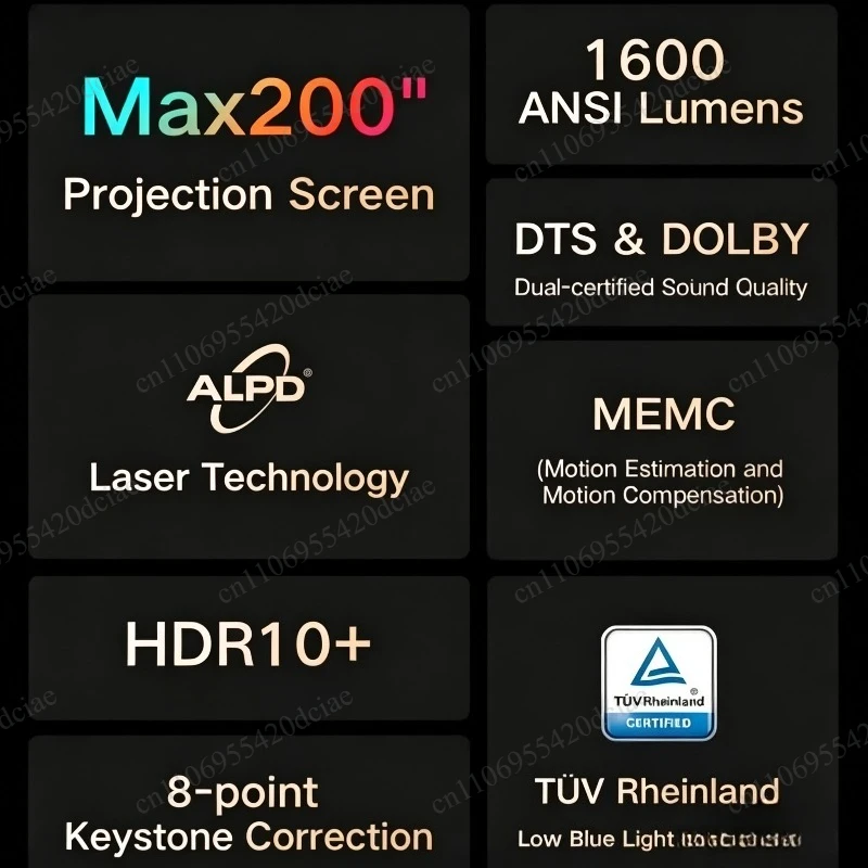 Ultra short focus projector R1C1600, 5G-WIFI MEMC Bluetooth home theater laser