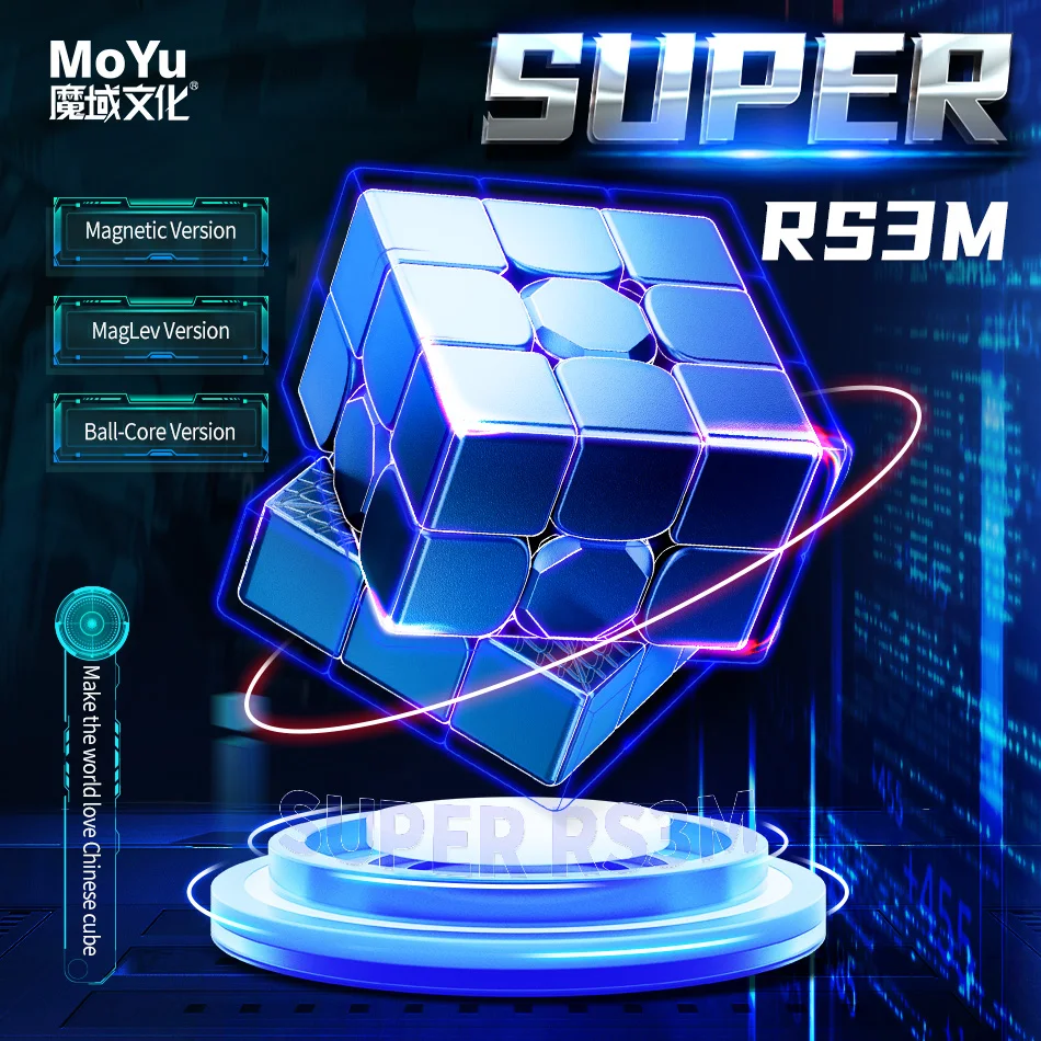 MoYu MFJS Super RS3M 3x3 Magnetic Speed Cube, Anti-Pop, Smooth Dual Adjustable Puzzle Cube for Competition & Training