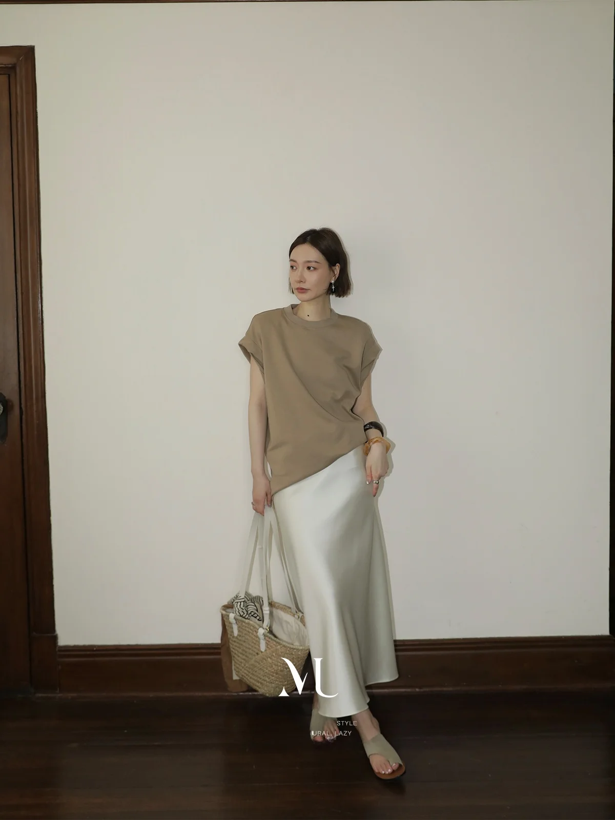 Molin Summer Natural Fiber Loose Short Sleeve T-Shirt Women's Pink Large Version Anti-Wrinkle Strong Twist Heavyweight Top