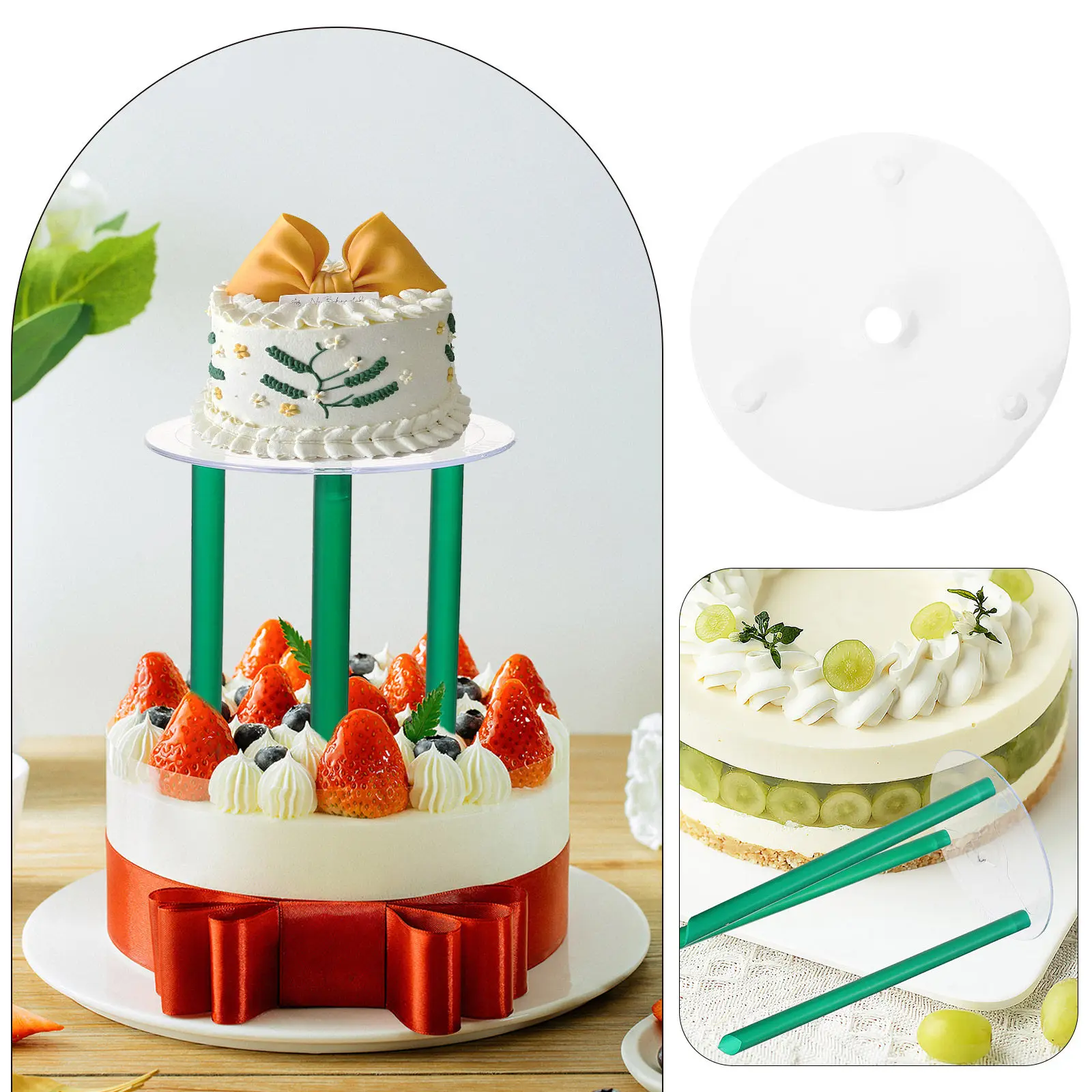 5Pcs Circular Cake Separator Plates Multi-Layer Stacking Support Boards Reusable Plastic for Tiered Cake Construction Baking