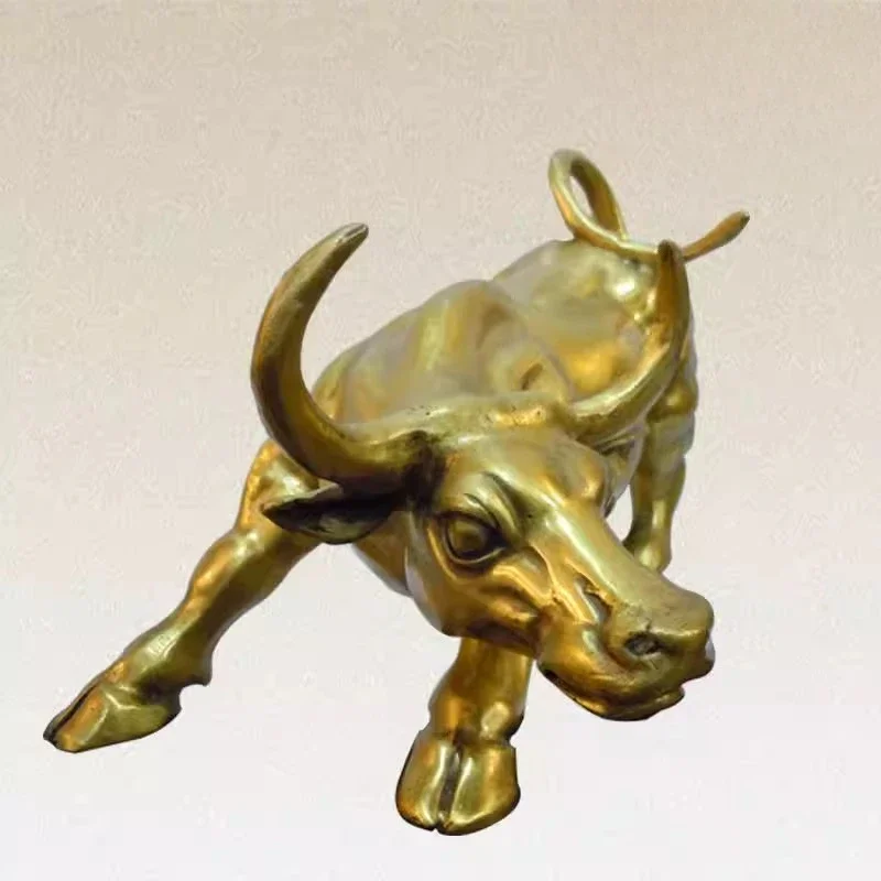 Parlour TOP decoration ART FENG SHUI Business Good luck Success Charging Bull Taurus Statue 31CM