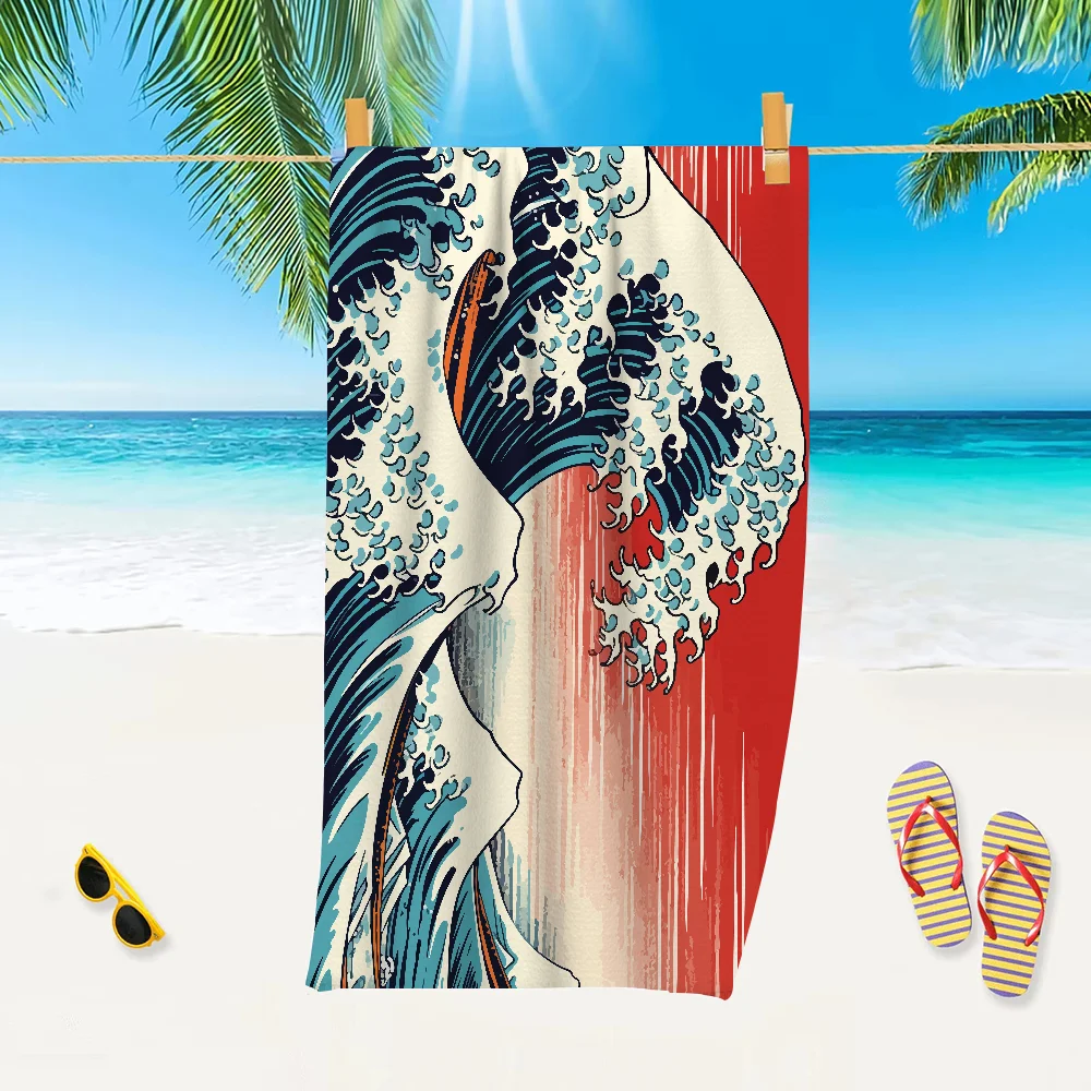 Japanese Great Wave Art Towel Premium Microfiber Cotton Towel For Face Beach Hand Towels Absorbent Quick Dry Soft Washcloth