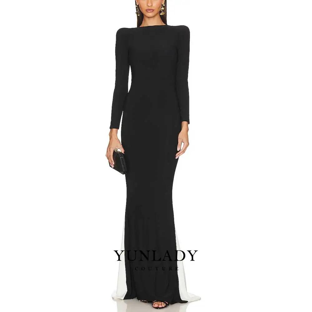 YUNLAN Sexy Mermaid Halter Next Long Sleeve Evening Dress Luxury Dubai Ms. Banquet Dress 2024 Important Party Evening Dress