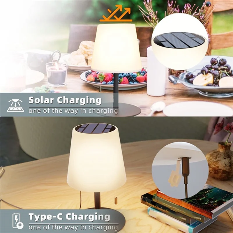 SOFT-Solar Charging Cord Lamp Outdoor Waterproof Table Lamp Solar Camping Table Lamp