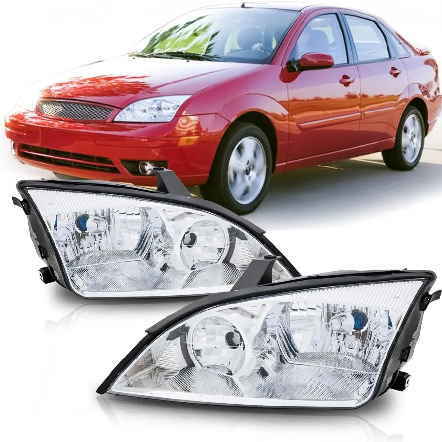 

Headlights Assembly Compatible with 2005 2006 2007 Focus Headlamp Replacement Chrome Housing Pair for Enhanced Night Driving V