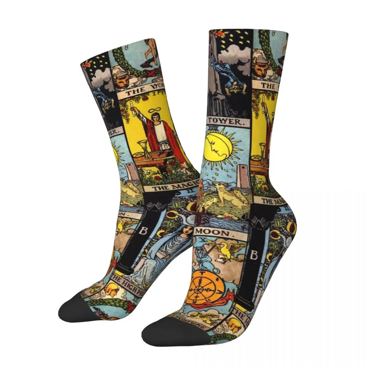 Hip Hop Retro The Major Arcana Of Tarot Crazy calzini a compressione da uomo Unisex Moon Harajuku calzino divertente stampato senza cuciture