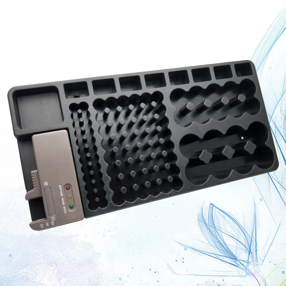 98Pcs Battery Storage Holder Organizer Removable Battery Tester Compatible with Aa Aaa 9V Button Cells Drawer Wall