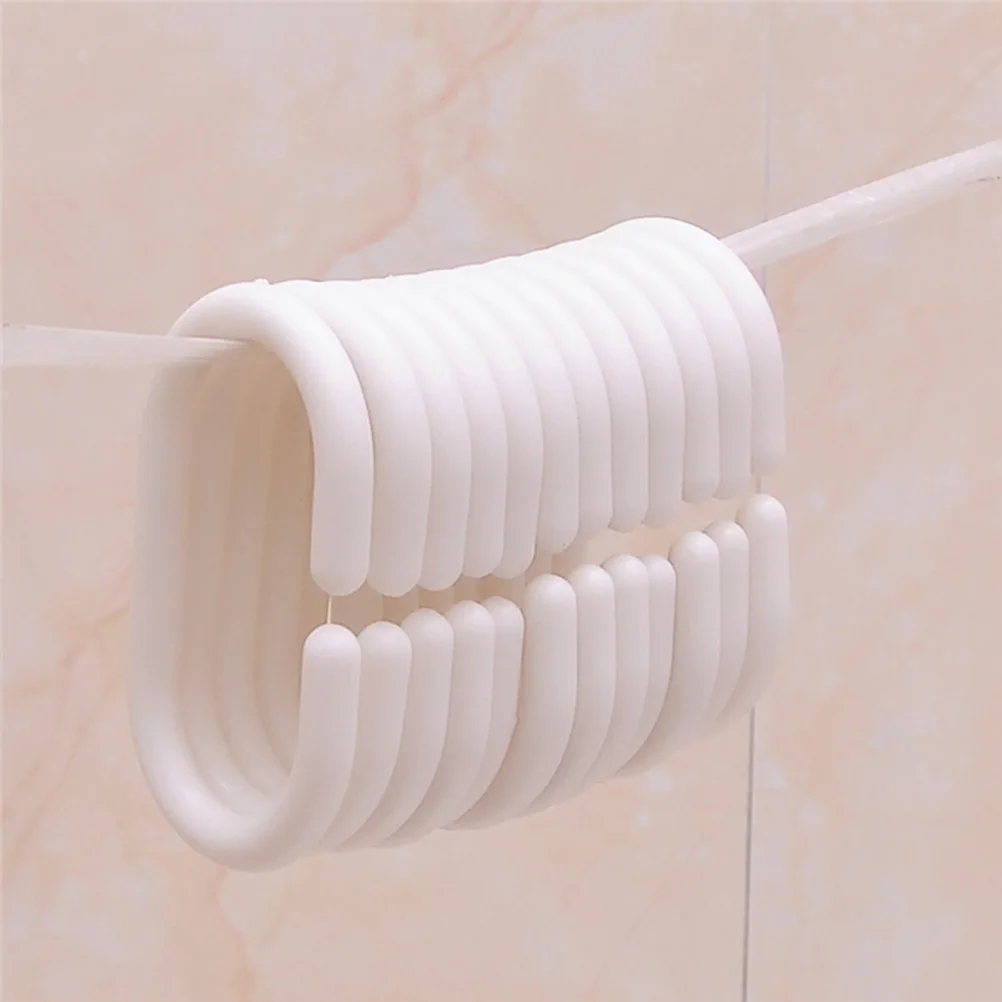 

30pcs Plastic Shower Curtain C-shaped Rings Hooks Bath Drape Loop Clip Glide for Bathroom Window (White)