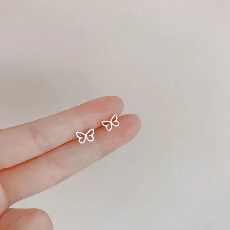 Simple Butterfly Stud Earrings For Women Hypoallergenic Daily Wear New Fashion Silver Color Ear Girls Jewelry Gifts