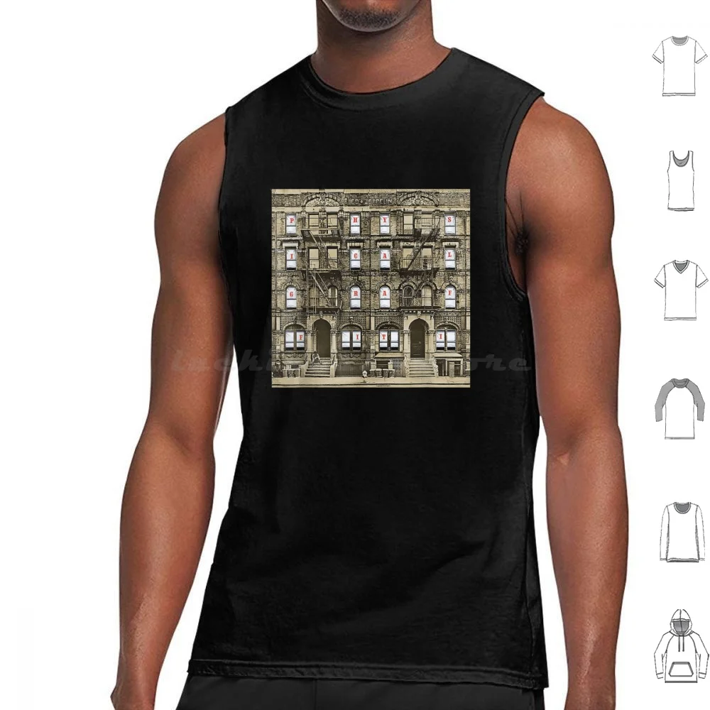 Divertido estilo de arte Zepelin gráfico Graffiti físico Vintage camisetas sin mangas chaleco sin mangas y enrollar la música enrollando pesado
