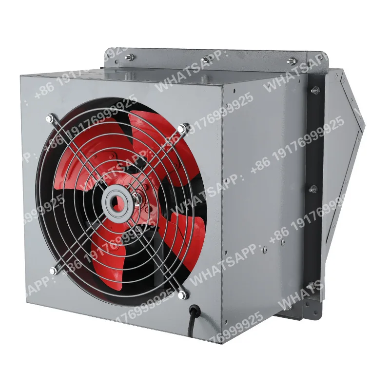 Wall Mounted Low Noise Square Axial Exhaust Fan With Rainproof Elbow Industrial Use Carbon Steel 220/380v