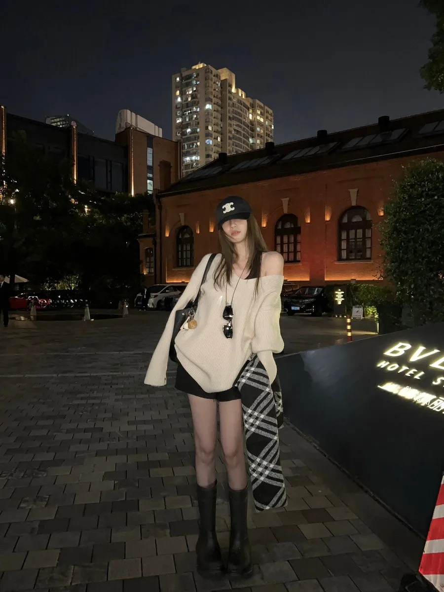 

Утепленный вязаный свитер с V-образным вырезом для женщин, осенне-зимний, маленький размер, средней длины, удобный в носке, комфортный крой, пуловер