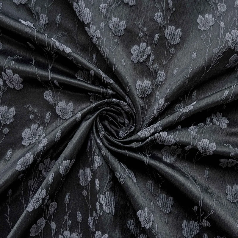 

Jacquard Woven Fabric Classic Black Gray Floral Soft Kids Clothing Home Decor Dress Material DIY Sewing Supplies Decorative