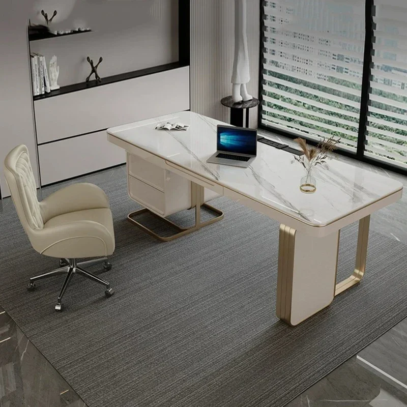 

White Work Gaming Computer Desk Office Study Standing Ergonomic Desktops Desk Modern Writing Scrivania Tavolo Home Furniture