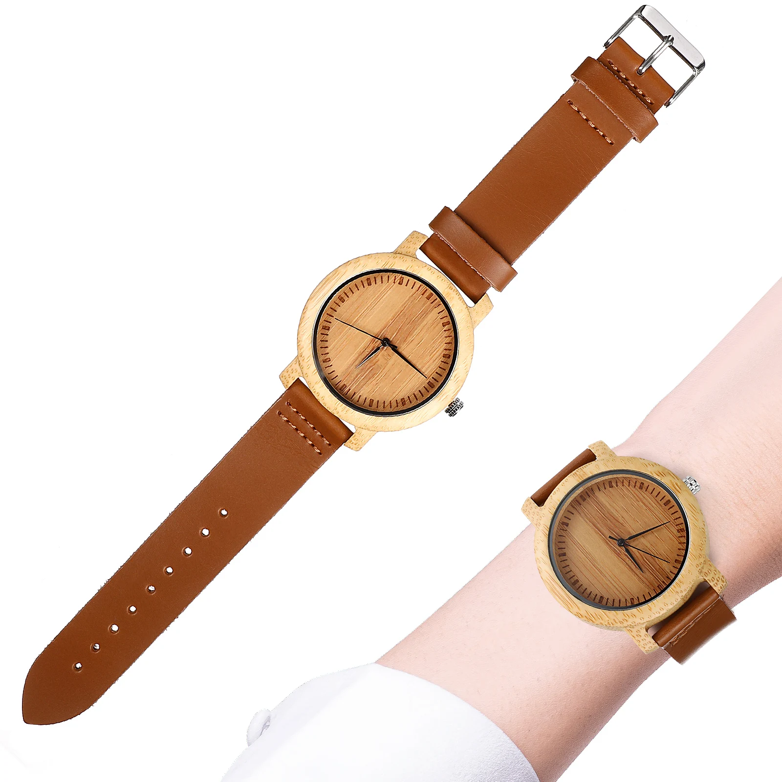 

Bamboo Quartz Movement Watch For Men Authentic Strap Lightweight Wood Wristwatch Casual Fashion Mens Handmade