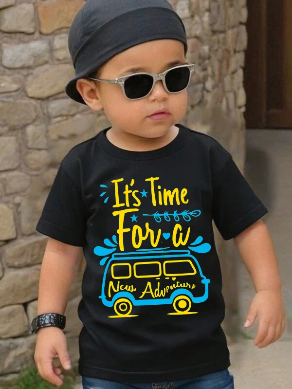 0-1 year old newborn male baby summer style cartoon printed short sleeved black T-shirt top