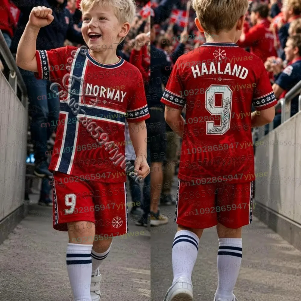 GPT Sonderedition Haaland Nr. 9 Fan-Fußballtrikot T-Shirt Shorts Sportbekleidung Sommer Casual Kinder T-Shirt Set 2-teiliger Trainingsanzug – Detail 12