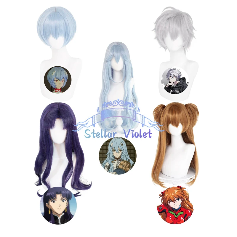 Katsuragi ميساتو شعر مستعار تأثيري مقاومة للحرارة أنيمي إيفا أيانامي ري تأثيري بيروكات صناعية Asuka Langley Soryu أنيمي شعر مستعار هالوين