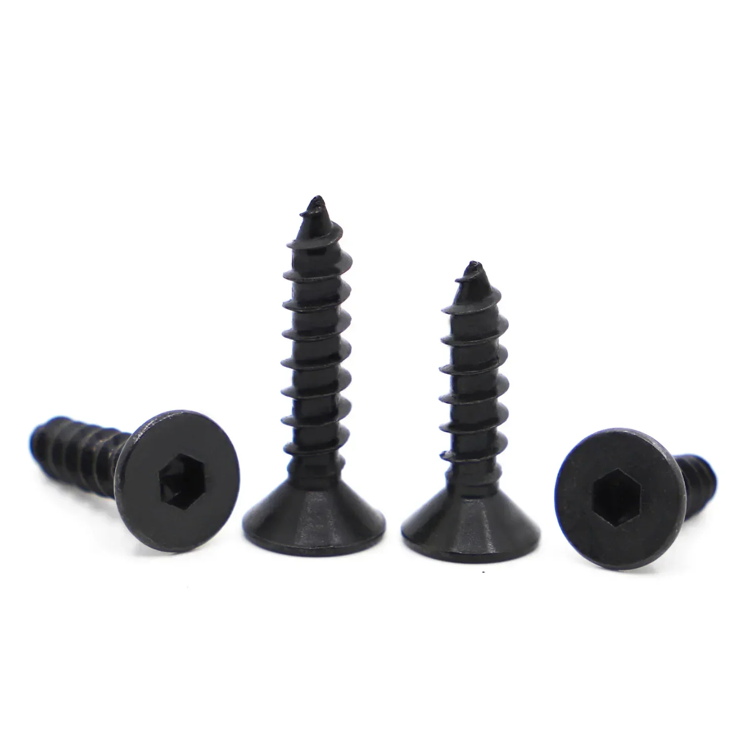 10-50pcs Black 8.8 Carbon Steel Hexagon Flat Countersunk Head Tapping Screw Hex Socket Head Self Tapping Screws M3 M4 M5 M6