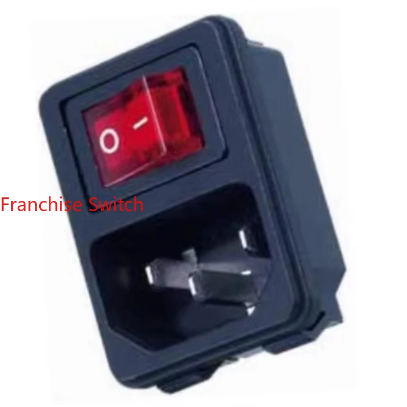 10PCS 2-In-1 socket with red light four-pin switch SS-120BEL3BB81AC power supply